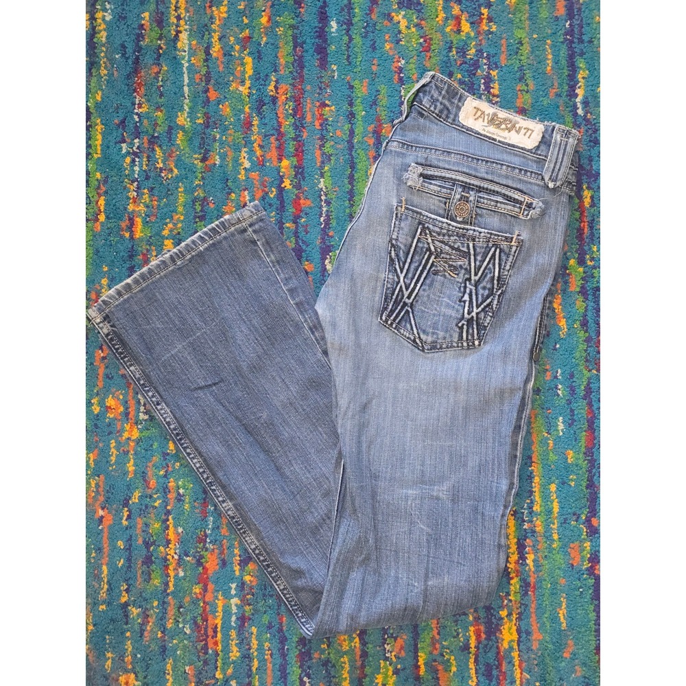 Y2K Taverniti SO Janis Punk 78 Jeans Blue Distressed Bootcut Women Size 28